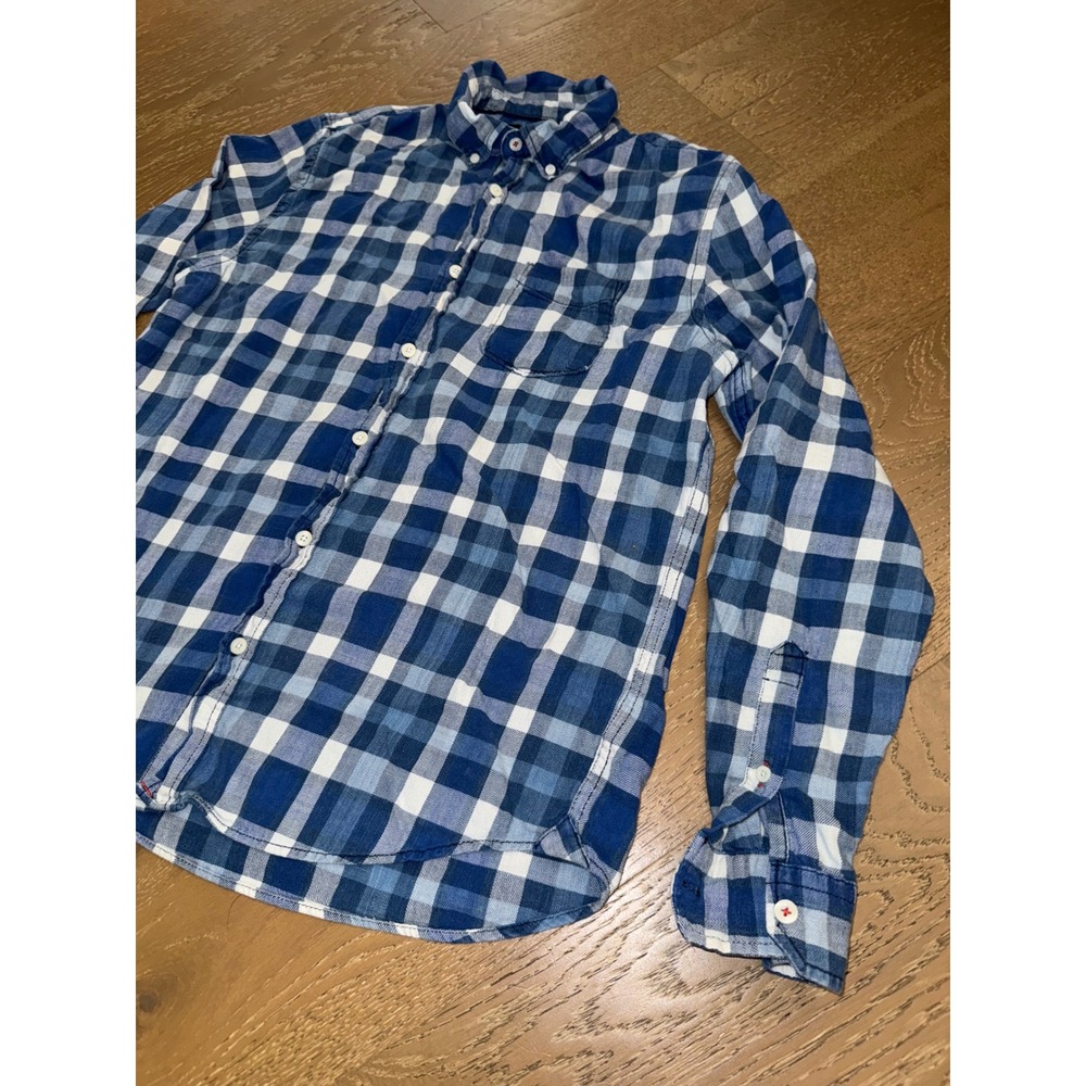 Aeropostale Mens Blue White Plaid Long Sleeve Button Down Shirt‎ Size Medium - Picture 3 of 4